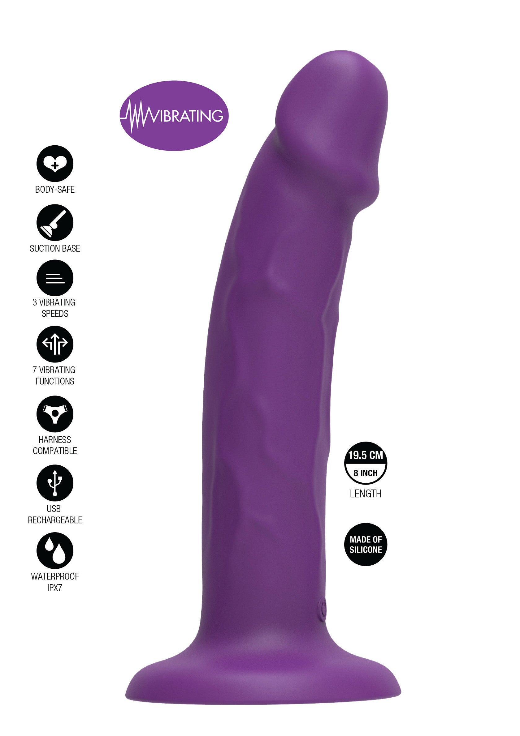 HARNESS DONG VIBRATING 19.5cm