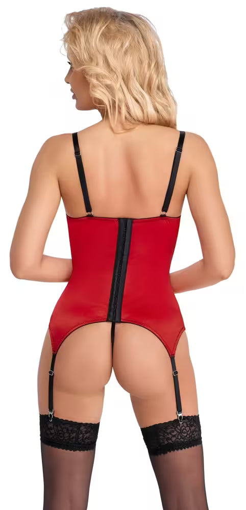 DEMI CUP CAMI SUSPENDERS & CROTCHLESS THONG SET