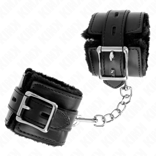 FUR LINED WRIST CUFFS WITH SQUARE HOLES