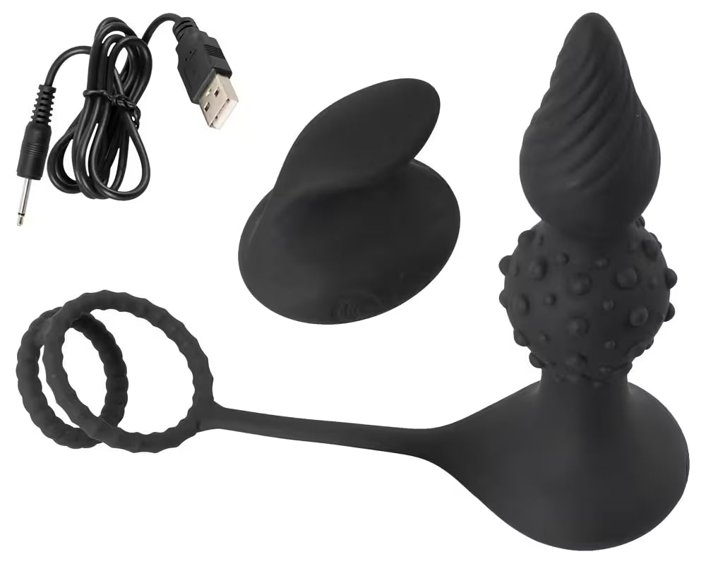 RC BUTT PLUG WITH COCK & BALL RINGS