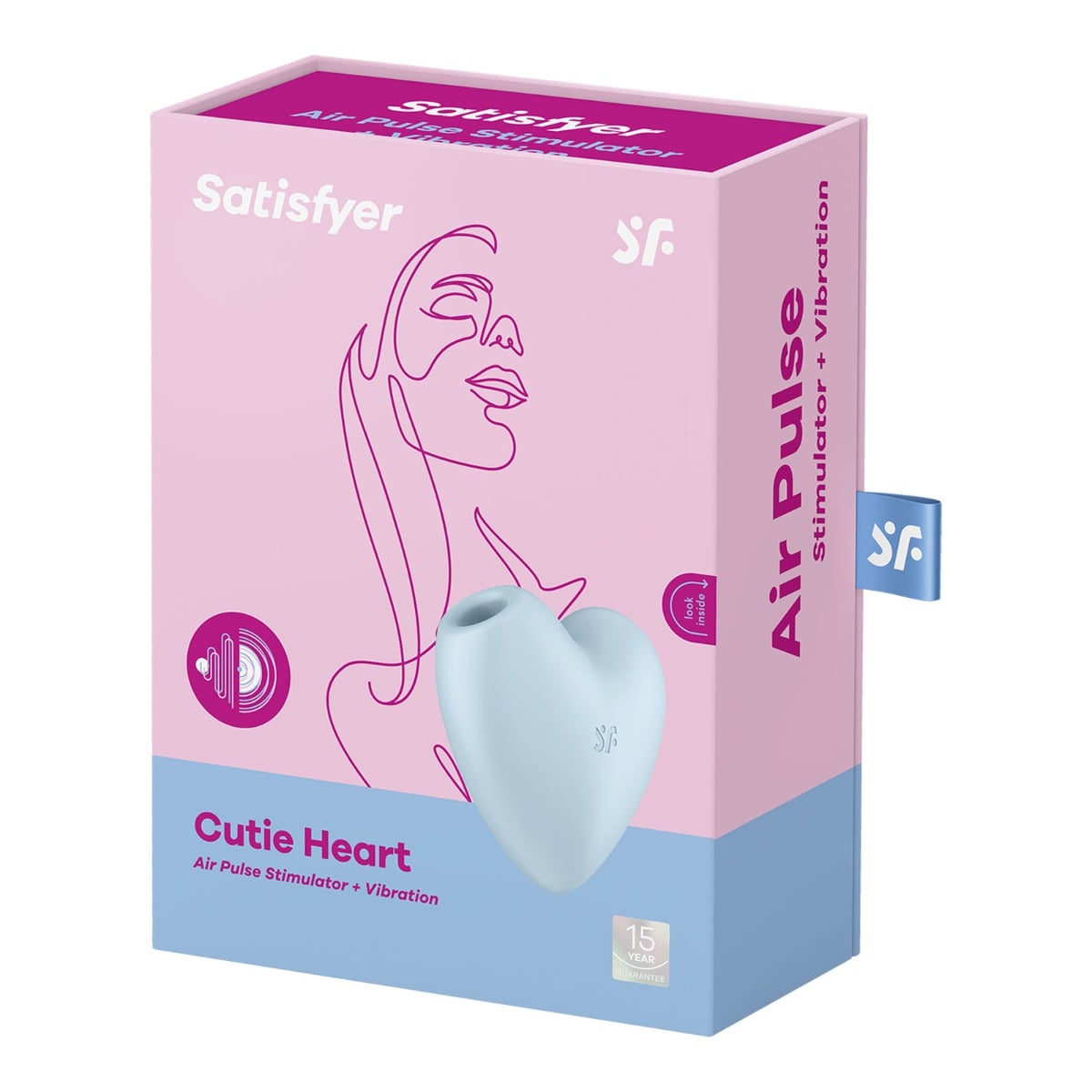 SATISFYER CUTIE HEART DOUBLE AIR PULSE VIBRATOR BLUE