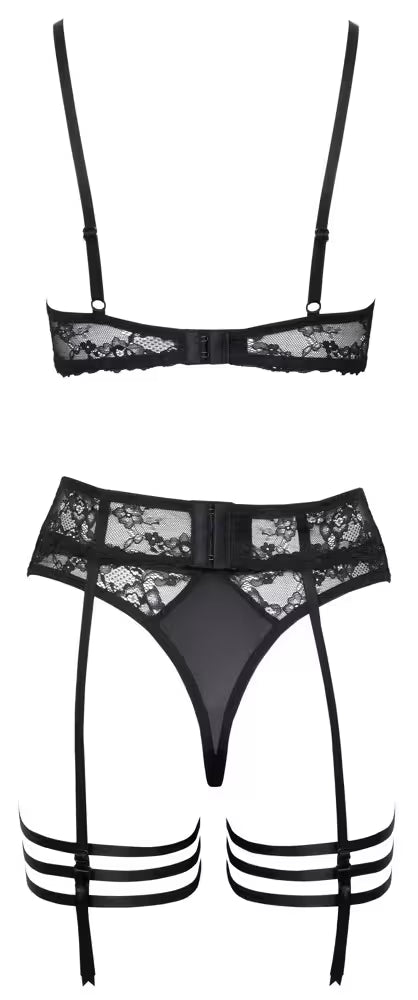 SHELF BRA WITH SUSPENDER BELT CROTCHLESS STRING