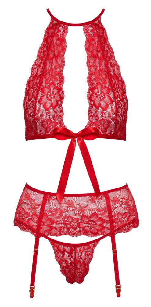 SOFT BRA, SUSPENDER BELT & THONG SET
