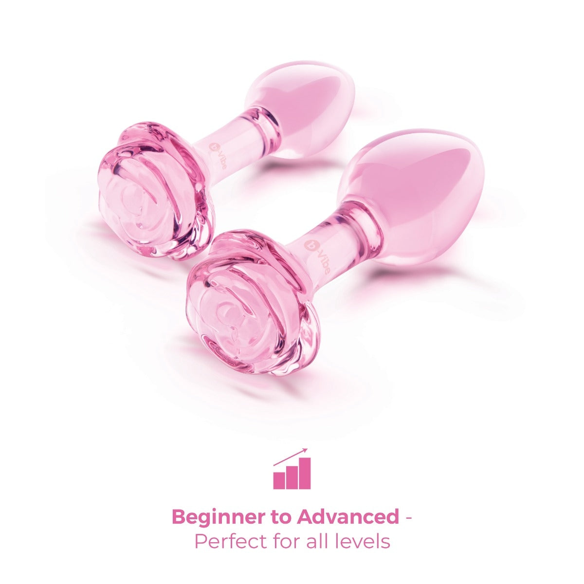 PINK ROSES GLASS BUTT PLUG TRAINING SET