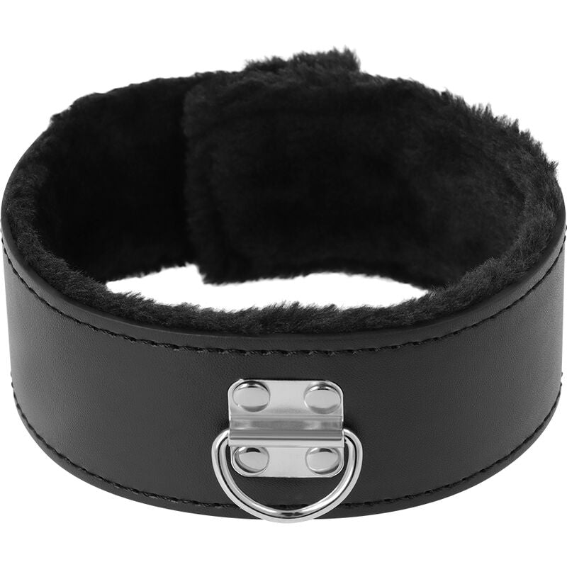 BLACK FURRY COLLAR WITH LEASH