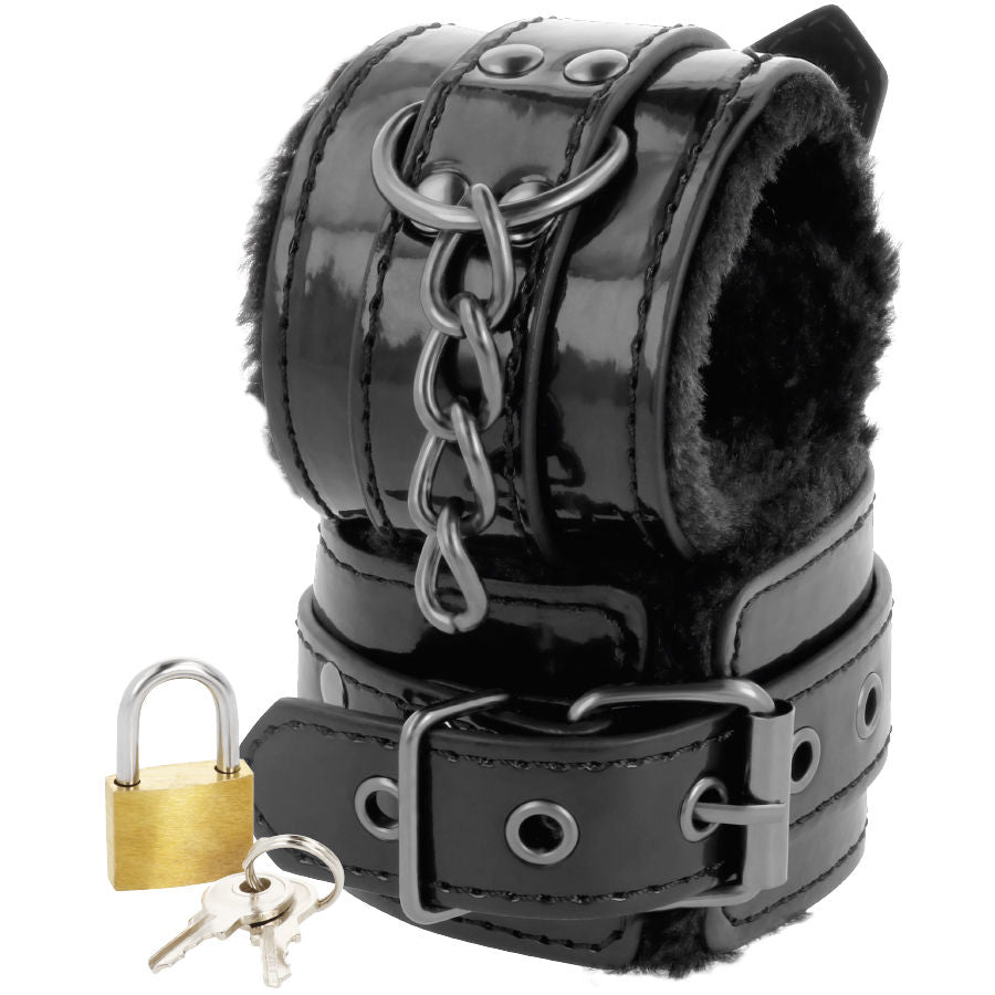 PVC HANDCUFFS WITH FUR AND PADLOCK