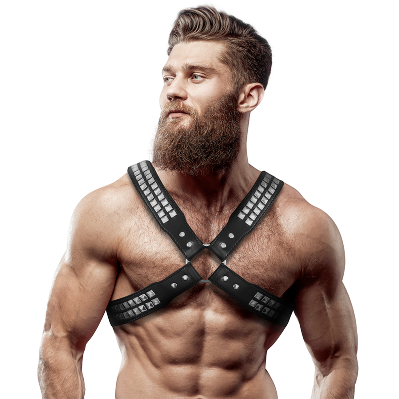 CROSSED CHEST HARNESS WITH RIVETS