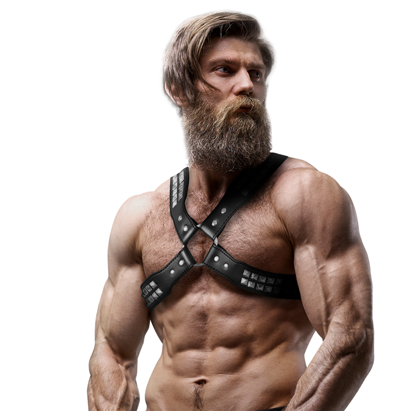 CROSSED CHEST HARNESS WITH RIVETS