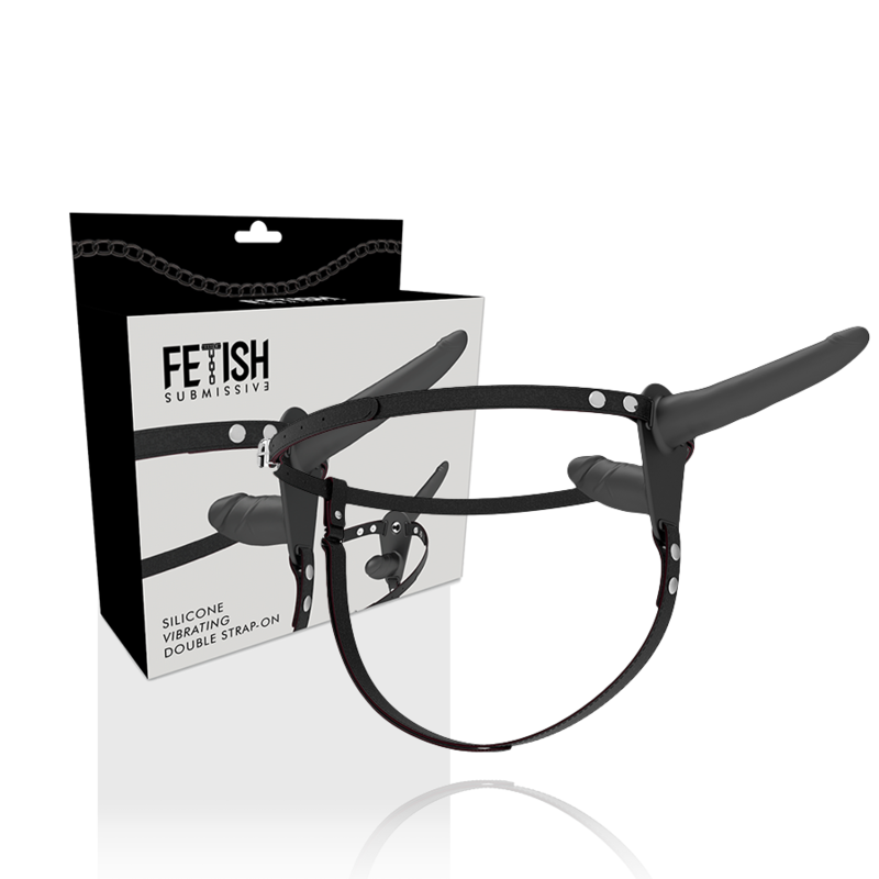 DOUBLE PENETRATION BLACK VIBRATING HARNESS