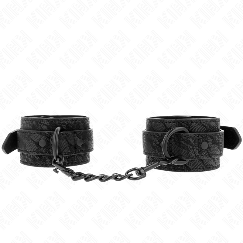 DARK LACE COVERED WRIST CUFFS ADJUSTABLE BLACK 19-26 CM