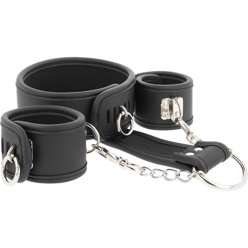 LEATHER AND HANDCUFFS VEGAN LEATHER WITH NEOPRENE LINING