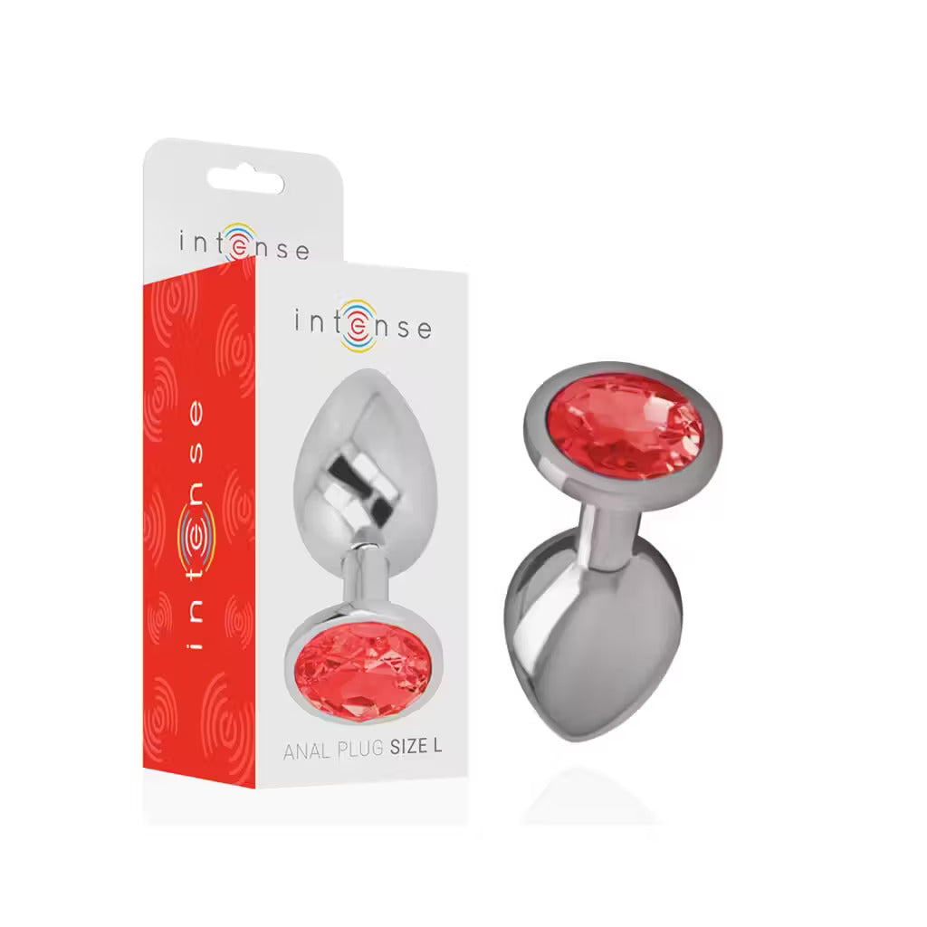 METAL PLUG WITH RED CRYSTAL SIZE L