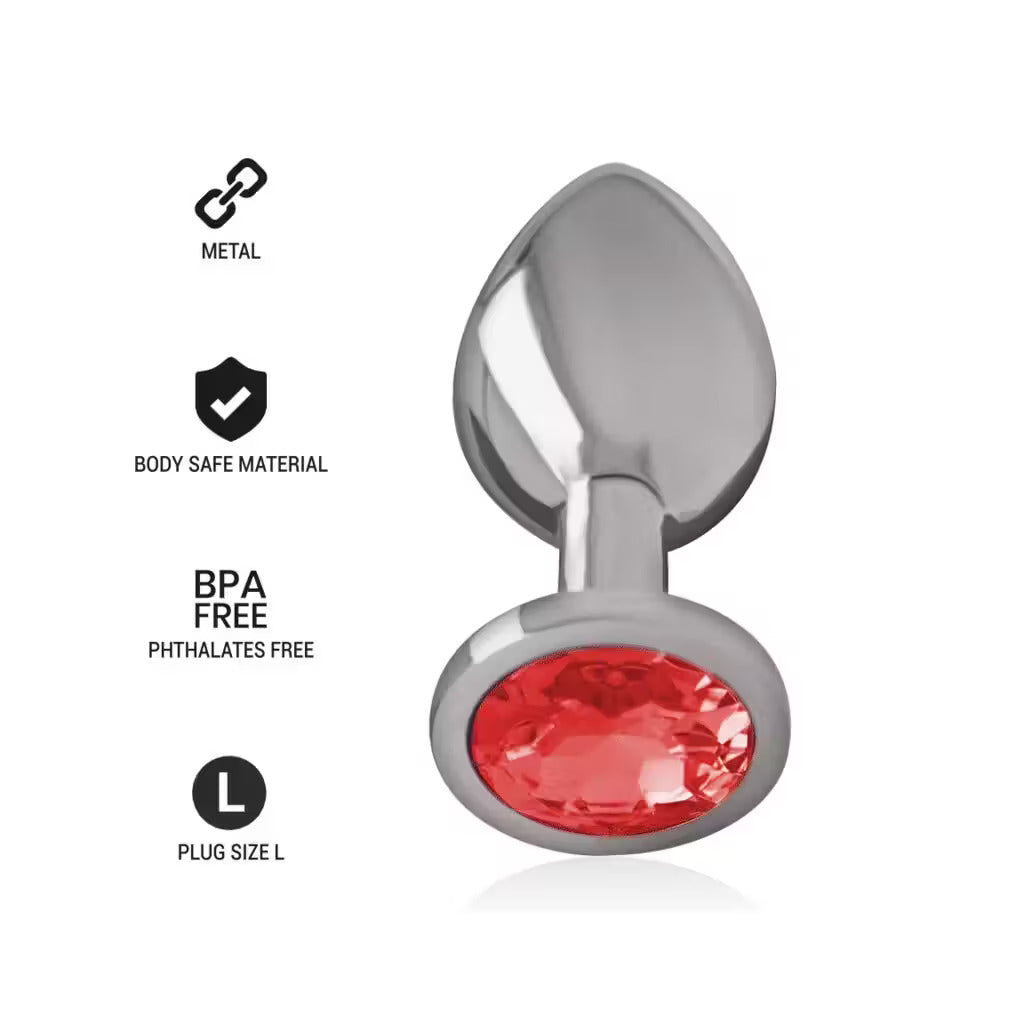 METAL PLUG WITH RED CRYSTAL SIZE L