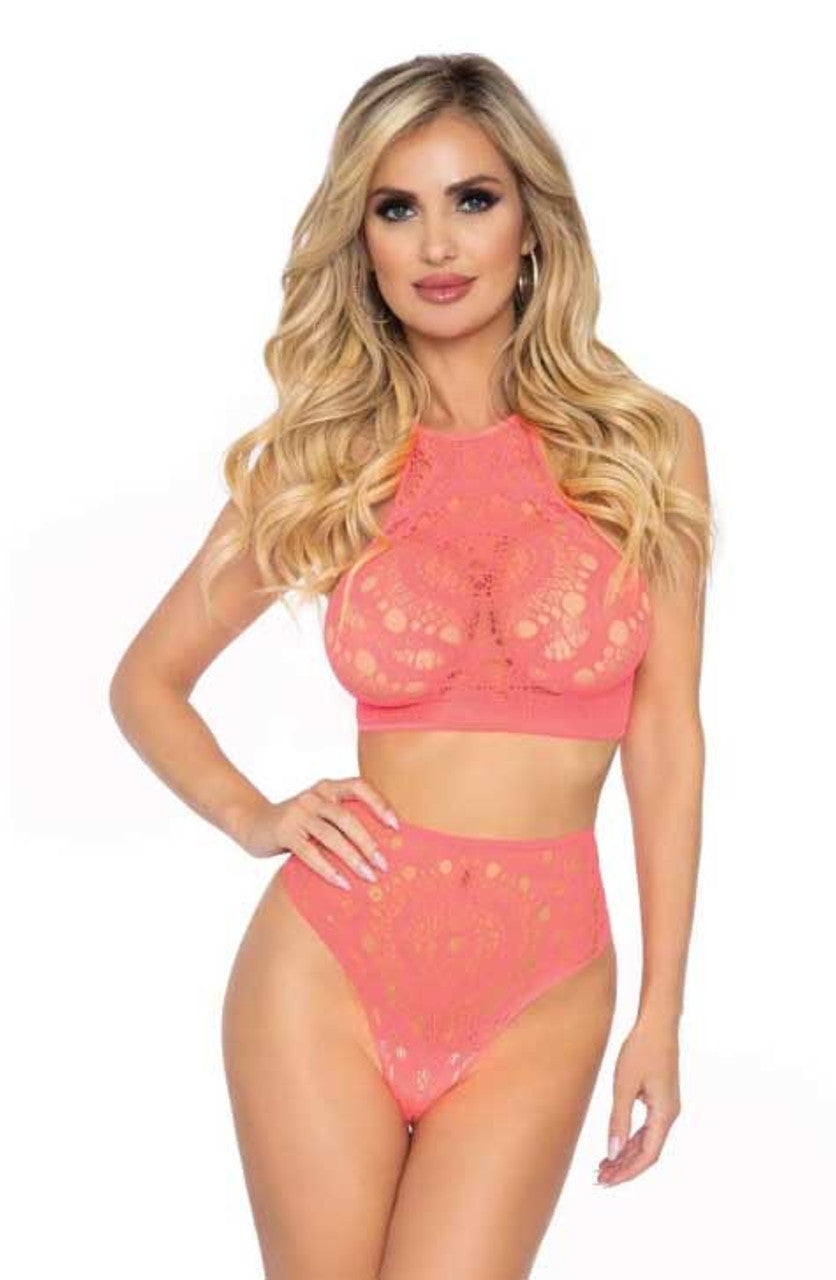 HALTER CROP TOP WITH MATCHING HIGH WAIST THONG