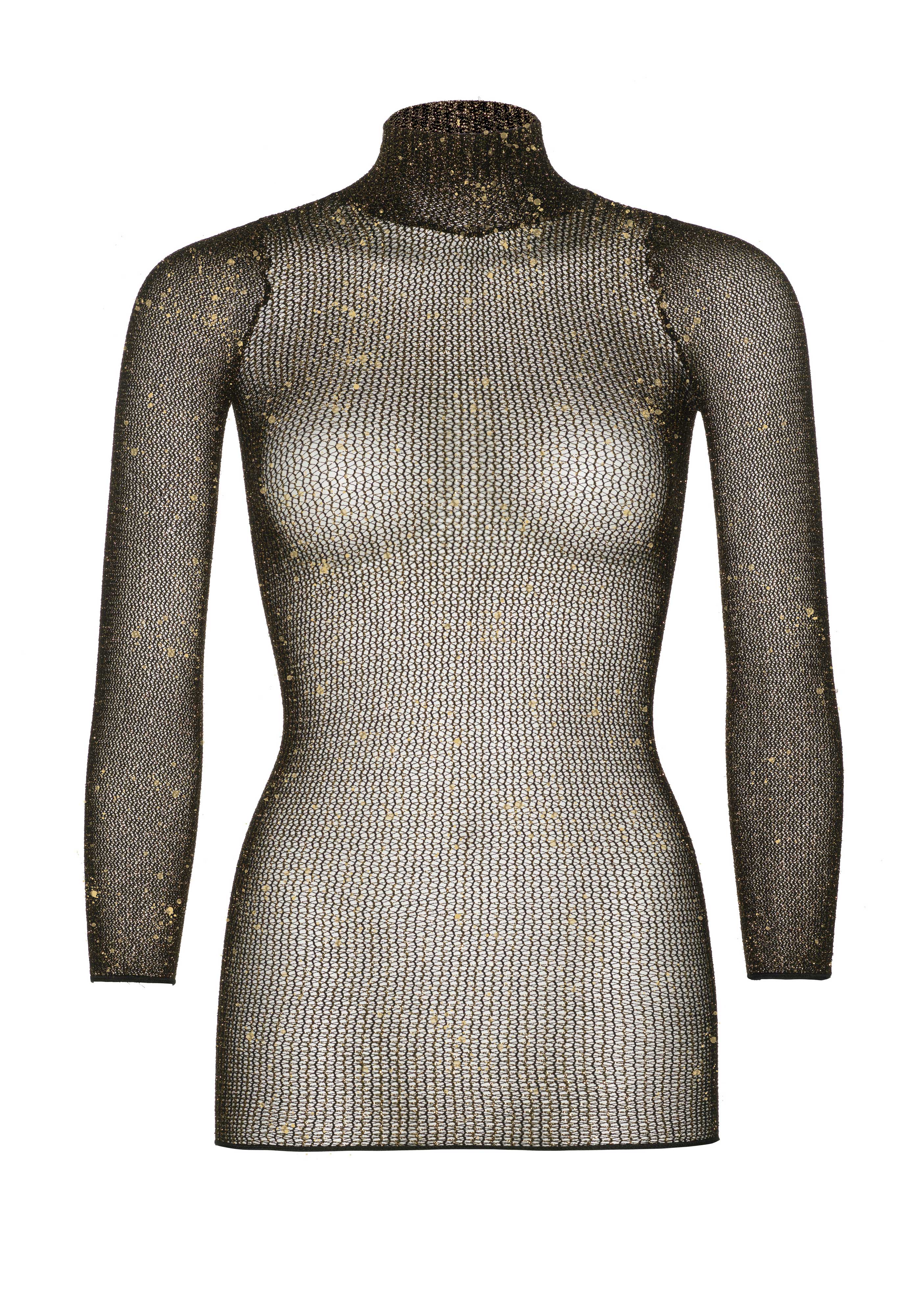 GOLD FISHNET MINI DRESS