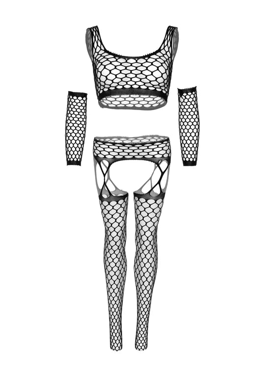 CROP TOP AND GARTER STOCKINGS SET