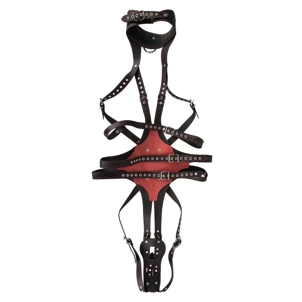 LEATHER BODYSUIT WITH COLLAR LEATHER HARNESS ROT