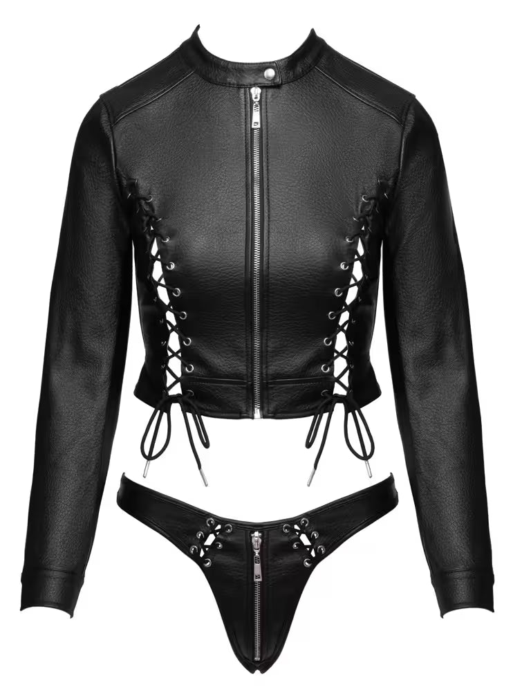 CROPPED JACKET AND THONG