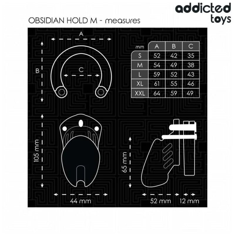 ADDICTED TOYS LOCKED – OBSIDIAN HOLD PENIS CAGE SIZE M