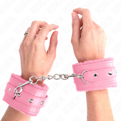 PINK FUR LINED WRIST CUFFS