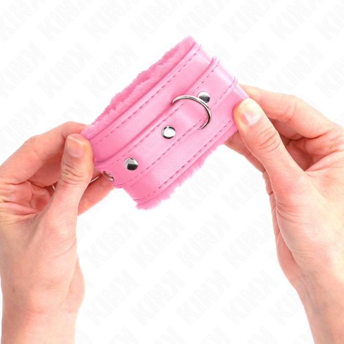 PINK FUR LINED WRIST CUFFS