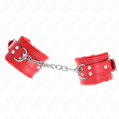 RED FUR LINED WRIST CUFFS