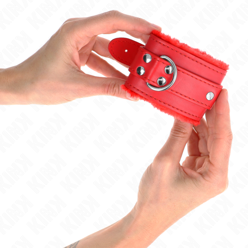 RED FUR LINED WRIST CUFFS
