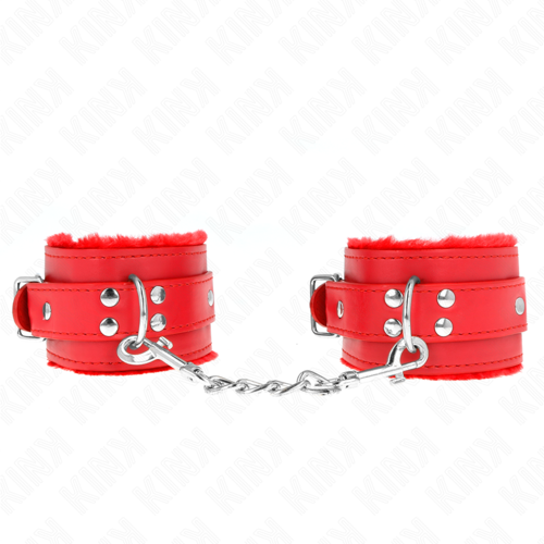 RED FUR LINED WRIST CUFFS