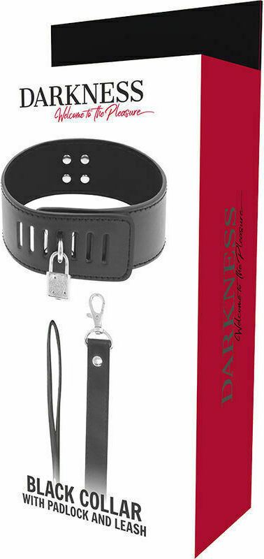 BLACK COLLAR WITH PADLOCK AND LEASH