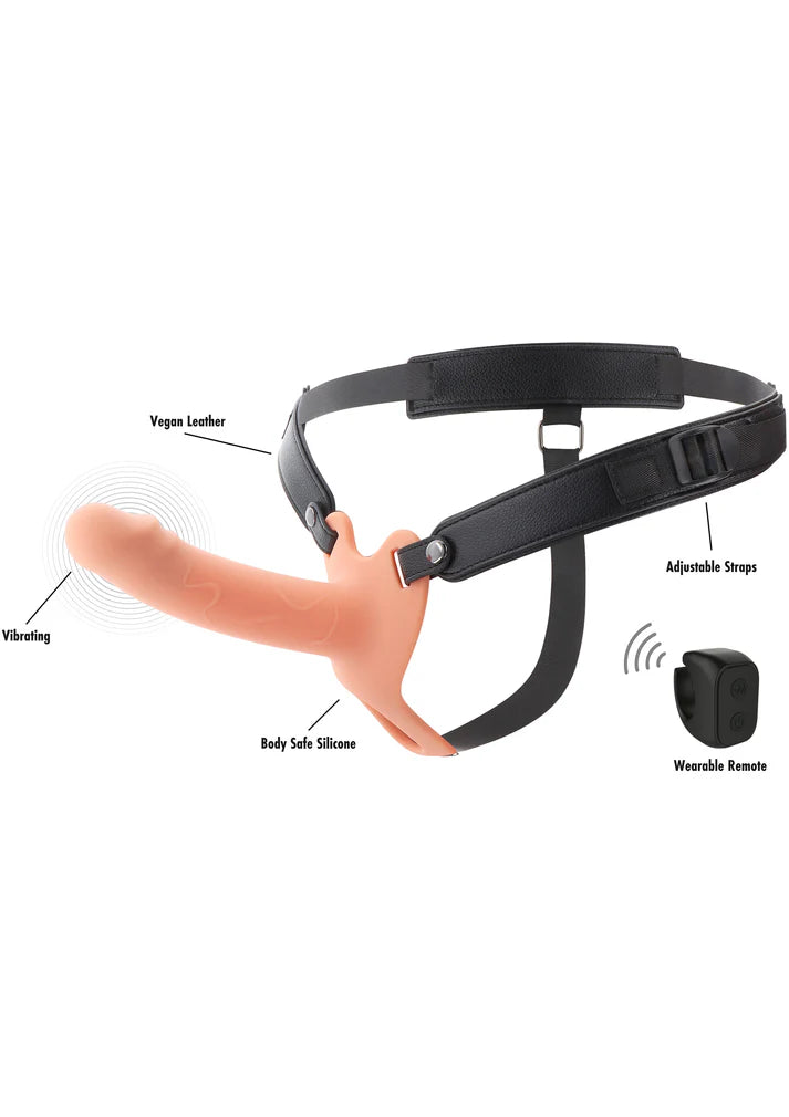 HOLLOW PENIS STRAPON VIBRATING SILICONE 16 CM