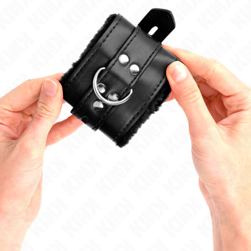 FUR LINED WRIST CUFFS WITH SQUARE HOLES