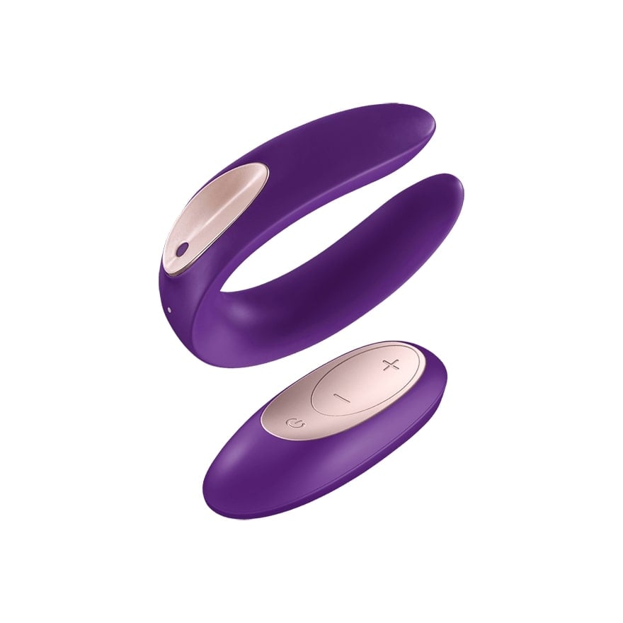 SATISFYER DOUBLE PLUS REMOTE CONTROL VIBRATOR PURPLE
