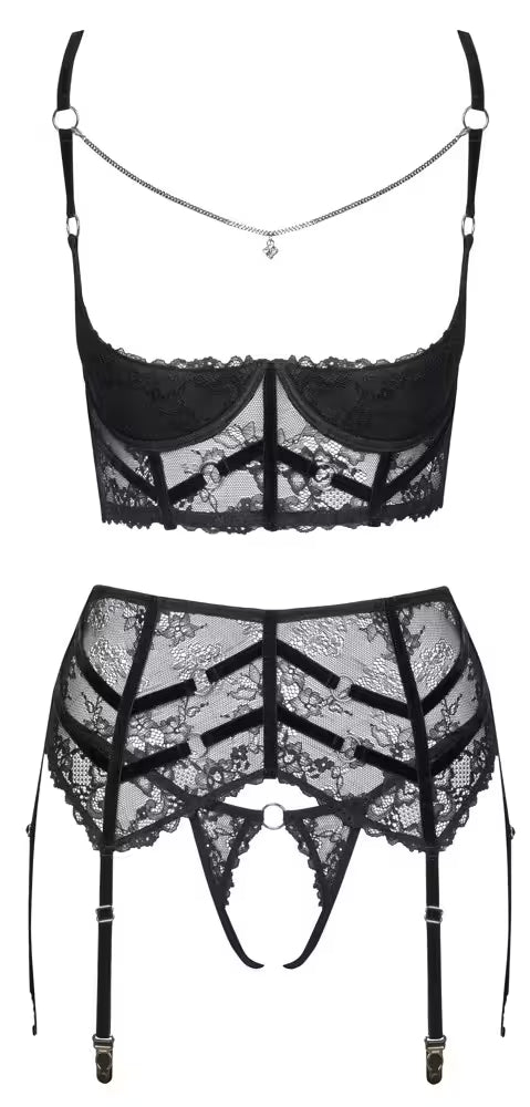 SHELF BRA, SUSPENDER BELT AND A CROTCHLESS G STRING