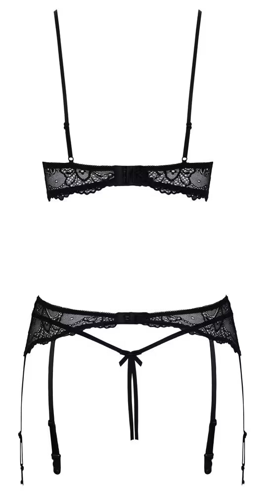 SHELF BRA WITH SUSPENDER BELT AND CROTCHLESS STRING