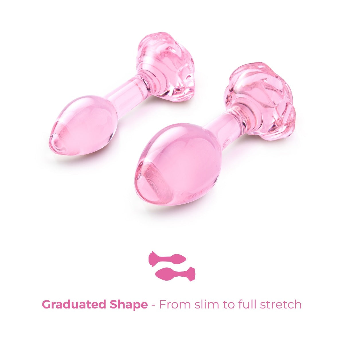 PINK ROSES GLASS BUTT PLUG TRAINING SET