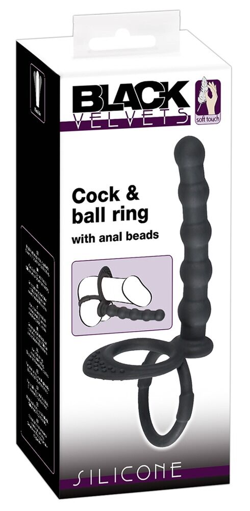 COCK & BALL RING WITH ANAL BEADS