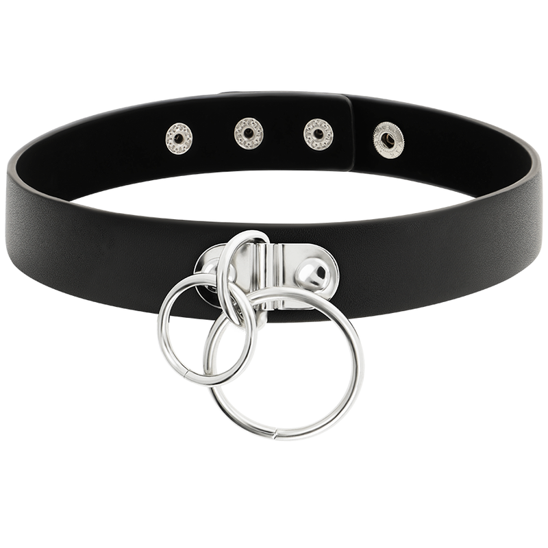 DOUBLE RING VEGAN LEATHER CHOKER