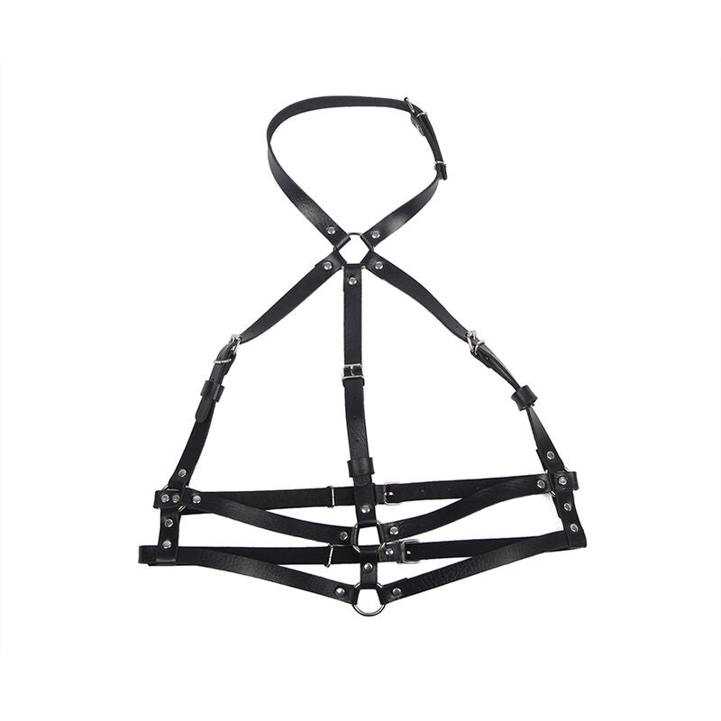 LEATHER RING CHEST HARNESS BLACK ONE SIZE