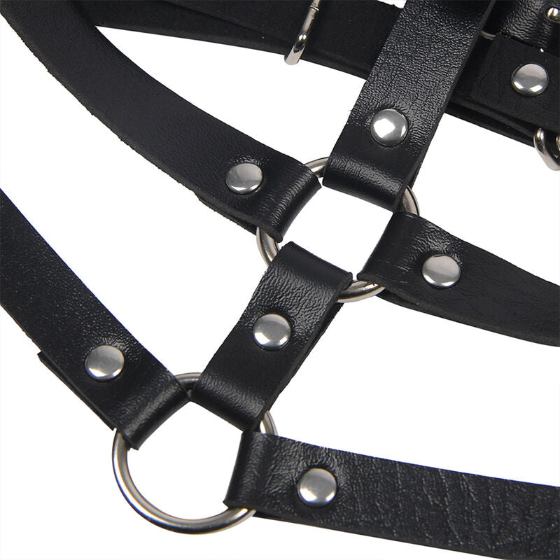 LEATHER RING CHEST HARNESS BLACK ONE SIZE