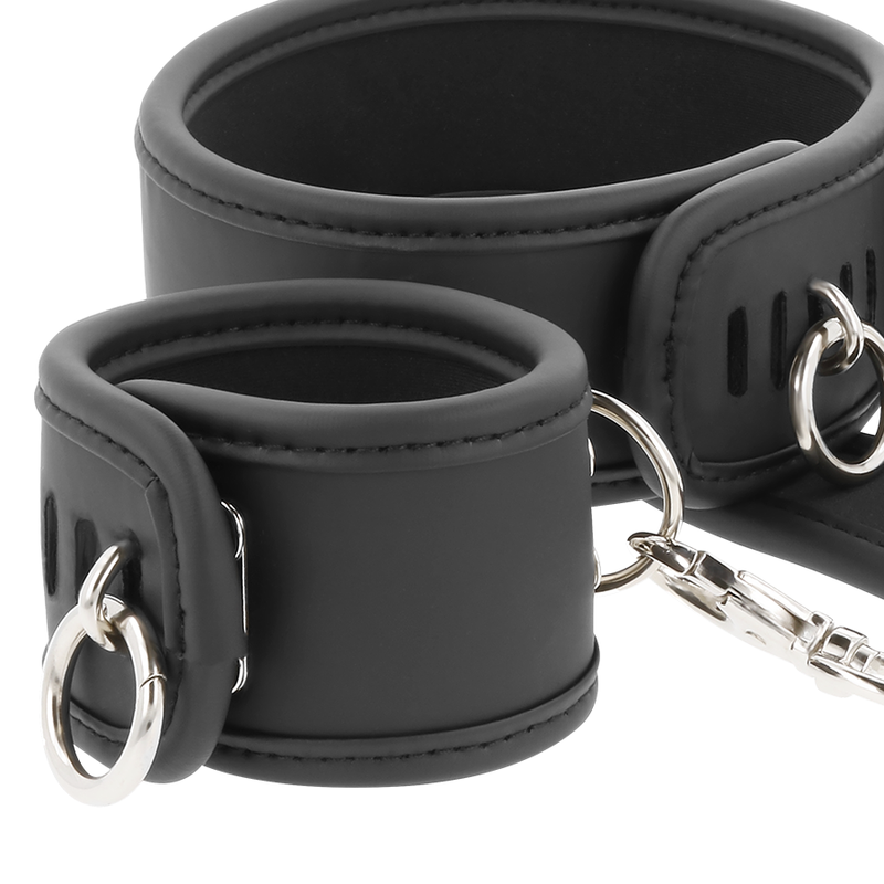 LEATHER AND HANDCUFFS VEGAN LEATHER WITH NEOPRENE LINING