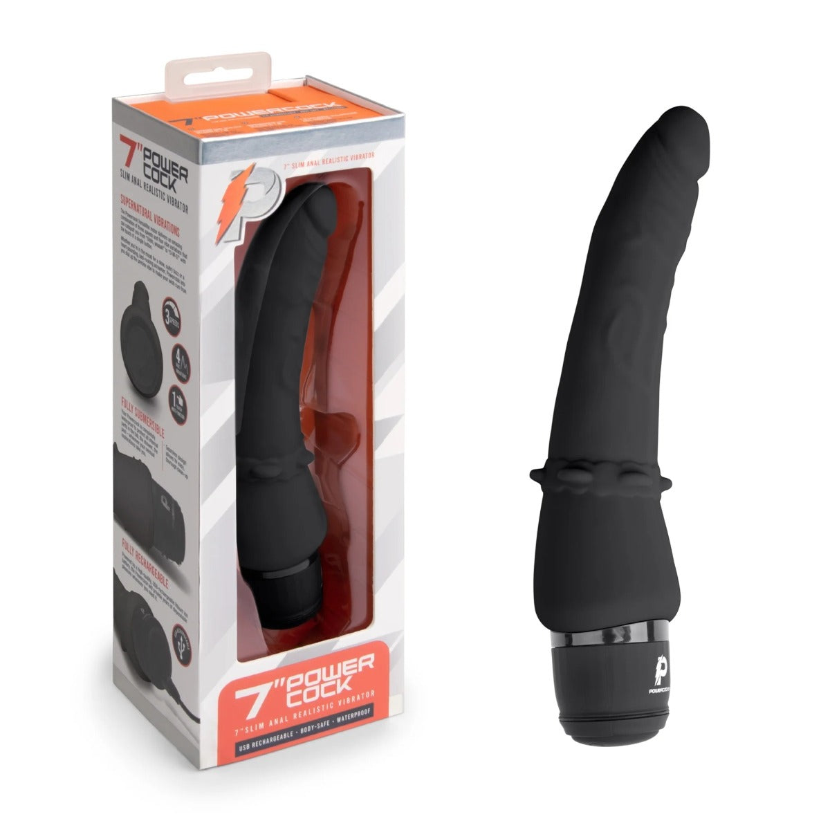 POWERCOCKS 7" SLIM ANAL REALISTIC VIBRATOR