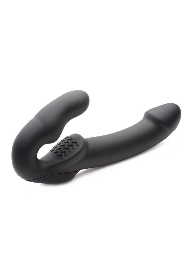 EVOKE RECHARGEABLE VIBRATING SILICONE STRAPLESS STRAP ON