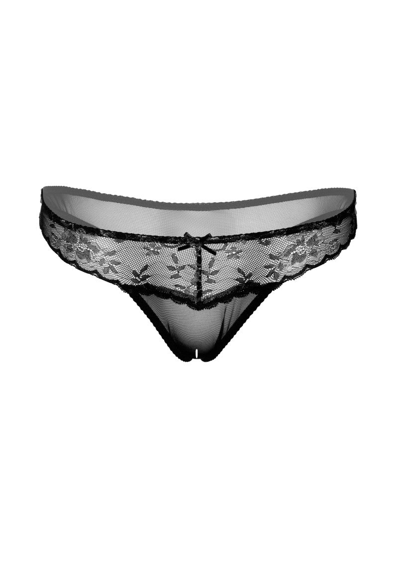 CROTCHLESS FLORAL LACE STRING