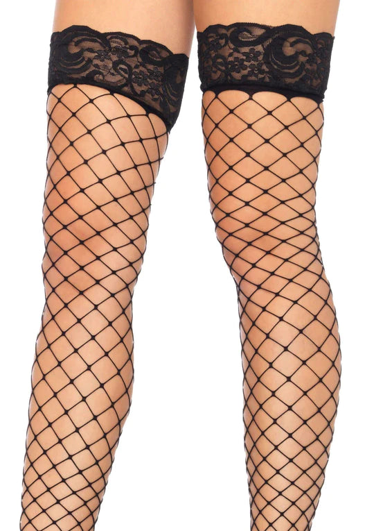 LACE TOP FENCE NET THIGH HIGHS